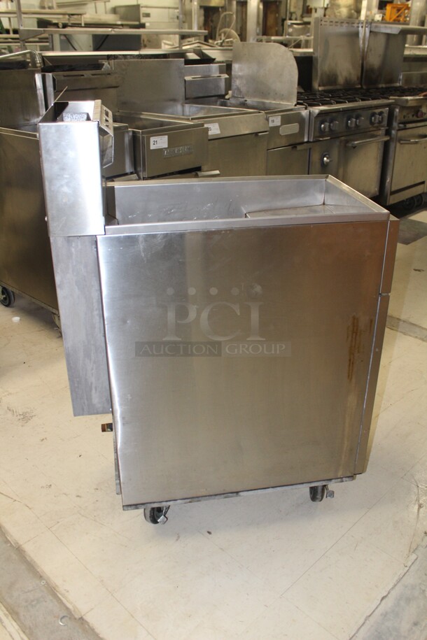 SUPER FIND! Royal Commercial Stainless Steel Natural Gas 35-50lb Floor Fryer On Commercial Casters. 15.5x31x44.5. Working When Removed! - Image 5 of 5