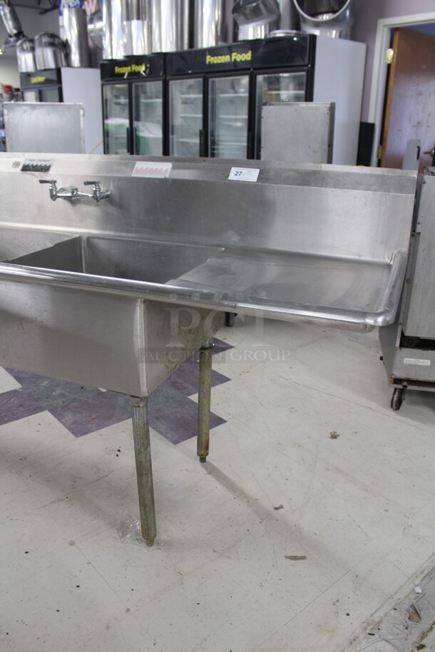 SUPER! Commercial Stainless Steel Three Compartment Sink With Double Drainboards And One Faucet. 120x30x49 - Image 2 of 8