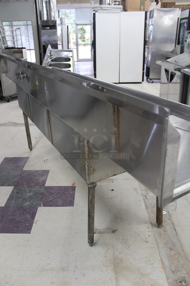 SUPER! Commercial Stainless Steel Three Compartment Sink With Double Drainboards And One Faucet. 120x30x49 - Image 7 of 8