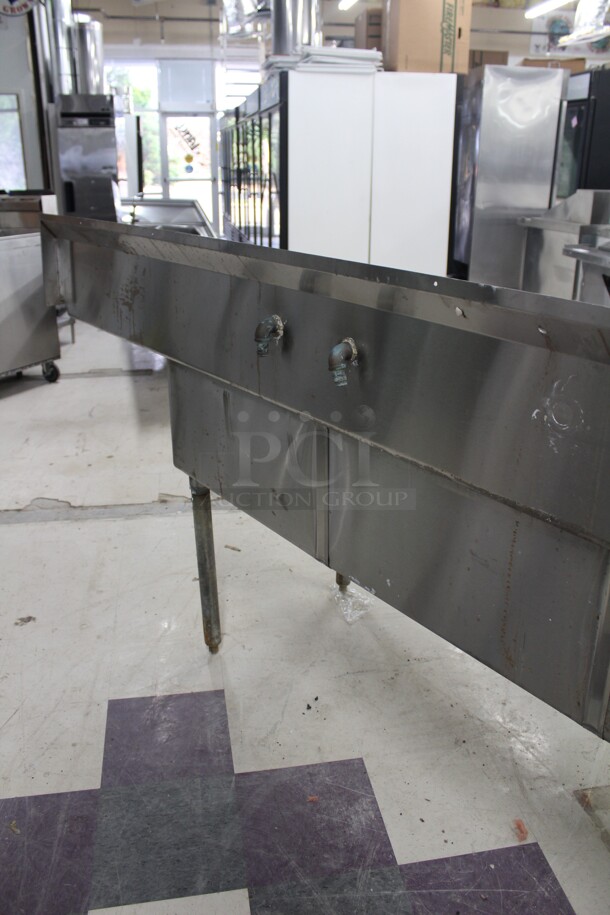 SUPER! Commercial Stainless Steel Three Compartment Sink With Double Drainboards And One Faucet. 120x30x49 - Image 8 of 8