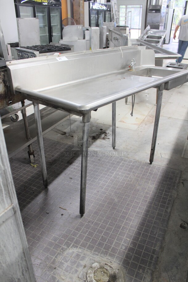FANTASTIC! Commercial Stainless Steel Left Side Dirty Dish Table With Sink And Faucet. 71.5x31x44