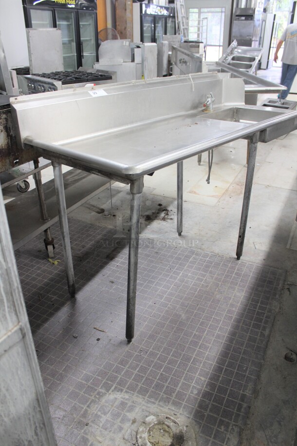 FANTASTIC! Commercial Stainless Steel Left Side Dirty Dish Table With Sink And Faucet. 71.5x31x44 - Image 1 of 5
