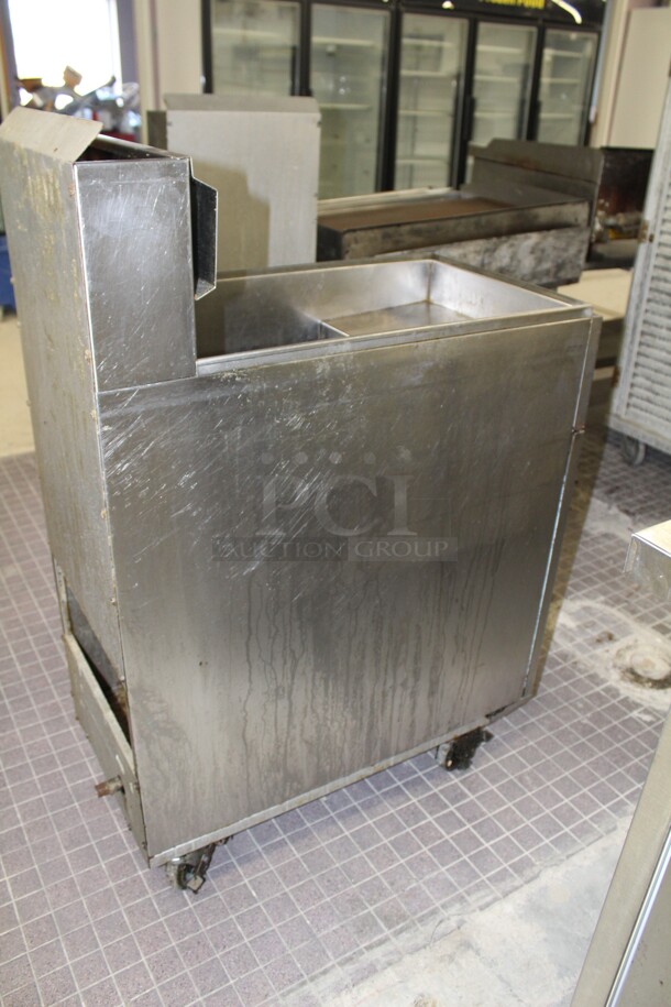 NICE! American Range Commercial Stainless Steel Natural Gas 35-50lb Floor Fryer On Commercial Casters. 15.5x30x46. Working When Removed! - Image 7 of 7