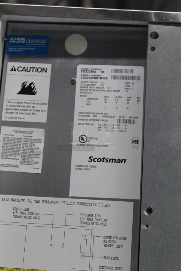 AWESOME! Scotsman Prodigy Model C0322MA-1B Commercial Stainless Steel Air Cooled 365lb/Day Ice Machine With Ice Bin. 22.5x33x66. 115V/60Hz. Working When Removed! - Image 5 of 6