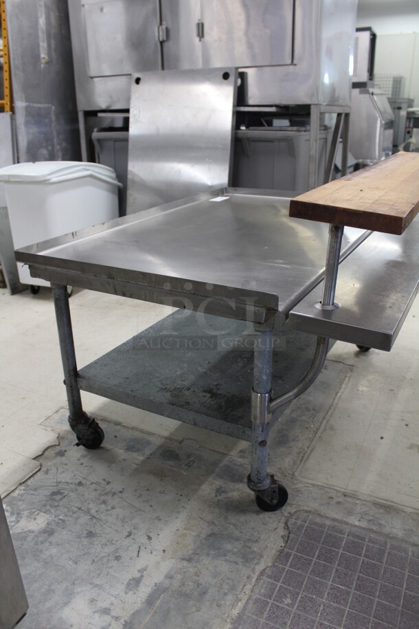 GREAT! Eagle Commercial Stainless Steel Equipment Cart With Wooden Shelf And Galvanized Undershelf. 48.5x38.5x34 - Image 2 of 5