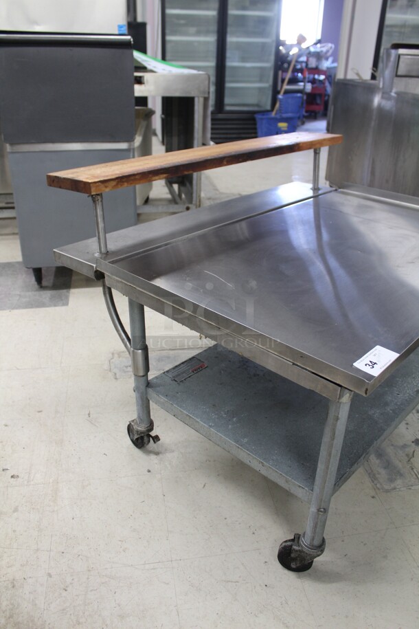 GREAT! Eagle Commercial Stainless Steel Equipment Cart With Wooden Shelf And Galvanized Undershelf. 48.5x38.5x34 - Image 5 of 5