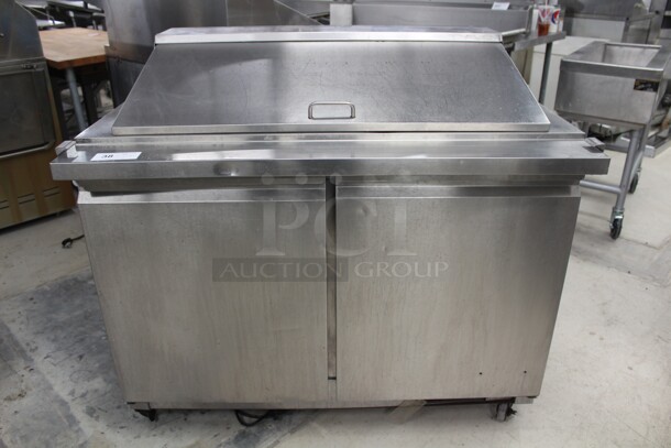 NICE! Entree Model S48-MT Commercial Stainless Steel Mega Top Sandwich/Salad Prep Cooler/Refrigerator On Commercial Casters. 48x32x43. 115V/60Hz. Working When Removed! - Image 1 of 7