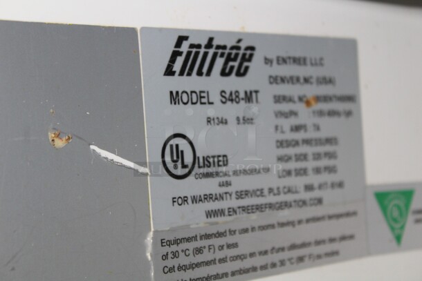 NICE! Entree Model S48-MT Commercial Stainless Steel Mega Top Sandwich/Salad Prep Cooler/Refrigerator On Commercial Casters. 48x32x43. 115V/60Hz. Working When Removed! - Image 3 of 7