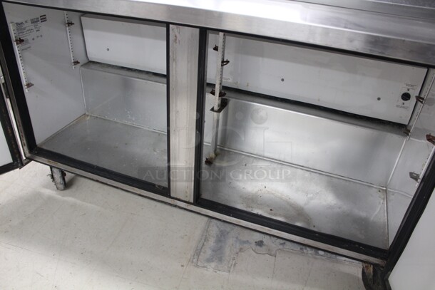 FANTASTIC! True Model TSSU-60-24M-B-ST Commercial Stainless Steel Mega Top Sandwich/Salad Prep Cooler/Refrigerator On Commercial Casters. 60x34x44. 115V/60Hz. Working When Removed!  - Image 2 of 9