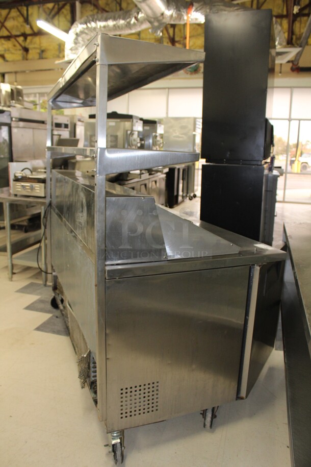 AWESOME! True Model TSSU-72-30M-B-ST Commercial Stainless Steel Mega Top Sandwich/Salad Prep Cooler/Refrigerator With Two Stainless Steel Shelves On Commercial Casters. 72x35x66. 115V/60Hz. Working When Pulled!  - Image 11 of 11