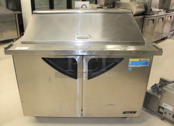 FABULOUS! Turbo Air Model TST-48SD-18 Commercial Stainless Steel Mega Top Sandwich/Salad Prep Cooler/Refrigerator On Commercial Casters. 48x34x44