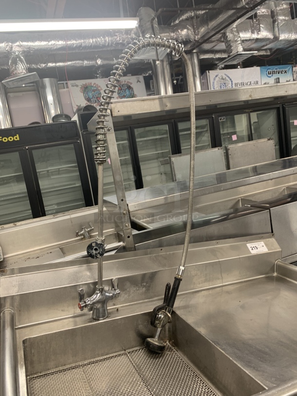 WOW! Commercial Stainless Steel Sink With Right Side Drainboard And Sprayer. No Legs. 48x27.5x16 - Image 2 of 2