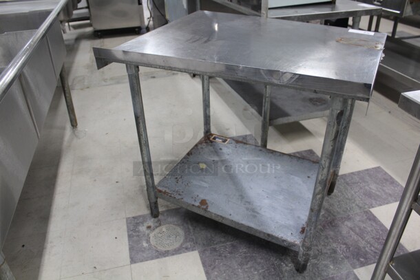SUPER! Commercial Stainless Steel Work Table With Backsplash And Galvanized Undershelf And Legs. 36x30x35 - Image 3 of 4
