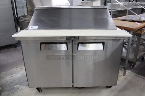 FANTASTIC! Migali Model C-SP48-18BT Commercial Stainless Steel Mega Top Sandwich/Salad Prep Cooler/Refrigerator On Commercial Casters. 48.5x36.5x47. Working When Removed!