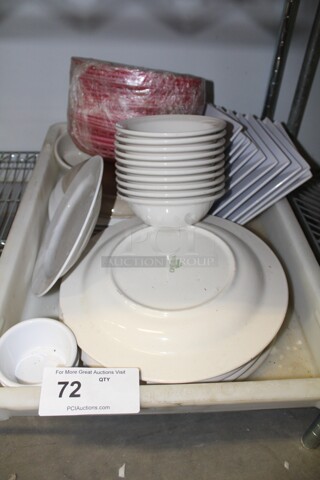 ALL ONE MONEY! Various Dishes And Plastic Baskets. 