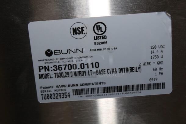 GREAT! Bunn 36700.0110 TB3Q Commercial Stainless Steel 26.7 G allons/Hour Iced Tea Brewer. 12x22.5x34. 120V/60Hz. Working When Removed!  - Image 2 of 5