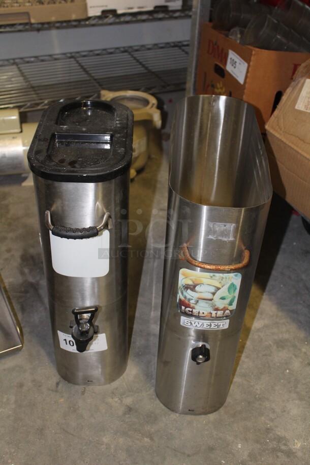 2 Winco SSDB-5 Commercial Stainless Steel Iced Tea Dispensers. 2X Your Bid!