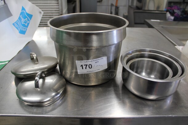 ALL ONE MONEY! Stainless Steel Bowls, Lid, And Insert. 