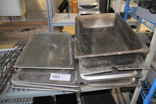 ALL ONE MONEY! Commercial Stainless Steel Full Size Insert Lids And Full Size Perforated Insert.