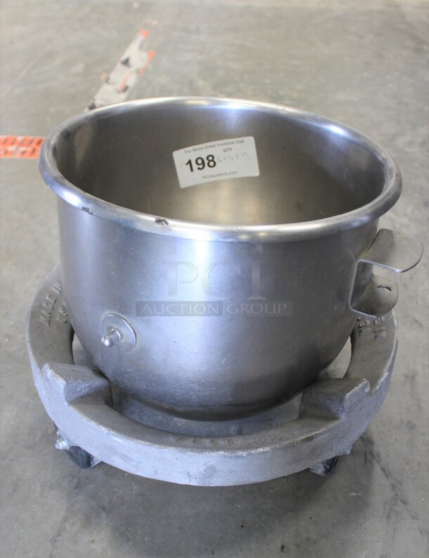 GREAT FIND! Commercial Stainless Steel 20qt Mixer Bowl With Commercial Bowl Truck/Dolly. 16x16x14