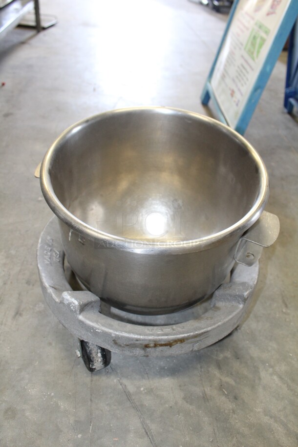 GREAT FIND! Commercial Stainless Steel 20qt Mixer Bowl With Commercial Bowl Truck/Dolly. 16x16x14 - Image 2 of 2