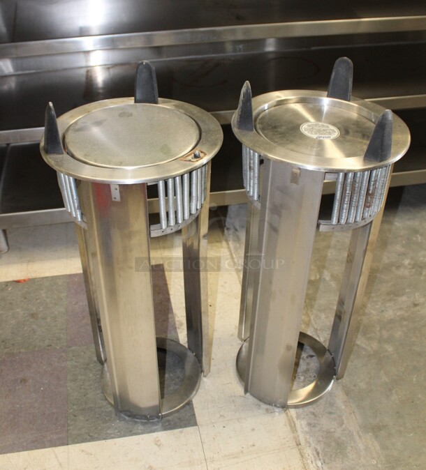 GREAT FIND! 2 Commercial Stainless Steel Drop In Dish Dispensers. 13.5x13.5x32. 2X Your Bid!
