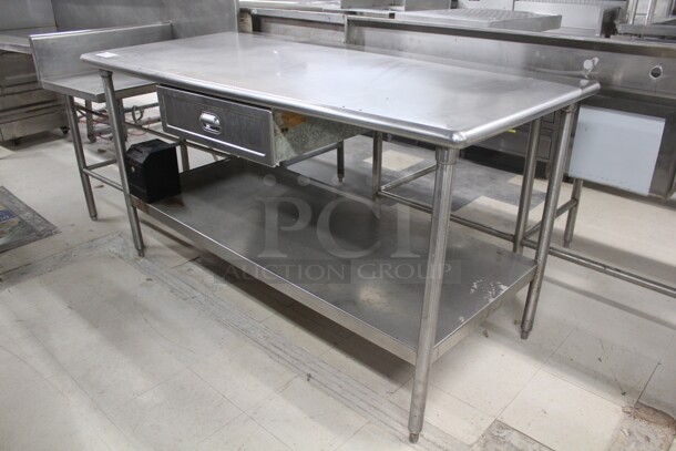 AWESOME! Commercial Stainless Steel Work Table With Undershelf And Drawer. 68x32.5x37.5