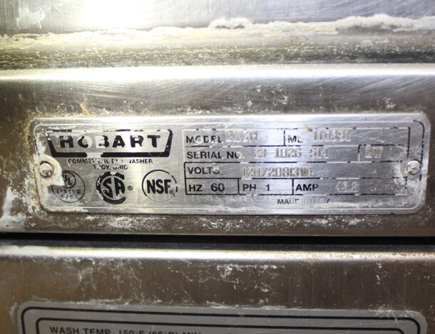 AWESOME! Hobart Model LXGH Commercial Stainless Steel Undercounter Glasswasher. 120/208V. 1 Phase. Working When Removed! - Image 3 of 7
