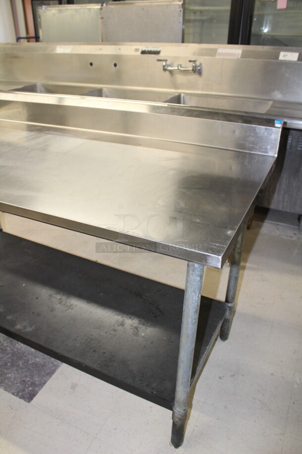FABULOUS! Commercial Stainless Steel Prep Table With Backsplash And Galvanized Undershelf And Legs. 60x30x39 - Image 2 of 4