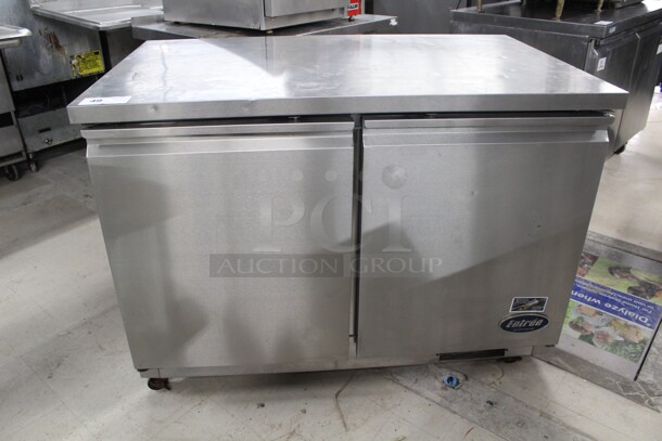 NICE! Entree Model UR48-Q Commercial Stainless Steel Undercounter Refrigerator/Cooler On Commercial Casters. 48x30x35.5. 115V/60Hz. Working When Removed! - Image 1 of 6