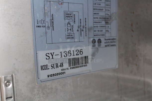 FANTASTIC! Spartan Model SUR-48 Commercial Stainless Steel Undercounter Refrigerator/Cooler On Commercial Casters. 47x29.5x35. 120V/60Hz. Working When Removed! - Image 3 of 7