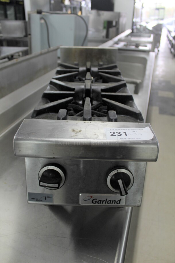 FABULOUS! Garland Commercial Stainless Steel 2 Burner Natural Gas Countertop Range. 12x32x16. Working When Removed!