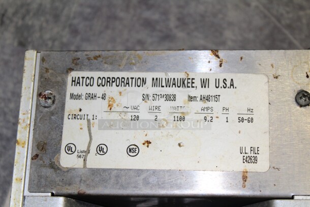 SUPER! Hatco Model GRAH-48 Commercial Stainless Steel Strip Warmer. 48x6x2.5. 120V/60Hz. Working When Removed! - Image 2 of 3