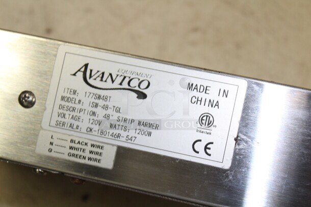 SUPER! Avantco Model ISW-48-TGL Commercial Stainless Steel Strip Warmer. 48x6x2.5. 120V/60Hz. Working When Removed! - Image 2 of 3