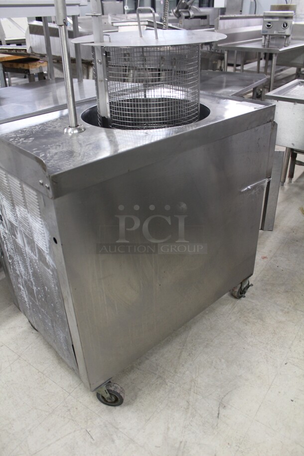 WOW! Giles Model GEF-720 Commercial Stainless Steel Electric Kettle Fryer On Commercial Casters. 75lb Oil Capacity. 24x39x55. 208V/60Hz. 3 Phase. Working When Removed! - Image 6 of 8