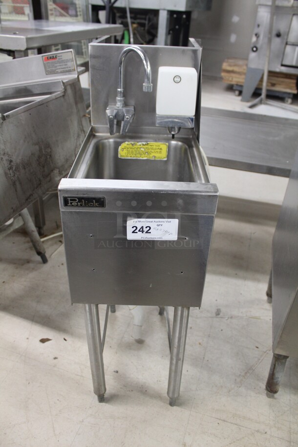 FABULOUS! Perlick Commercial Stainless Steel Underbar Hand Sink With Backsplash. 12x27x38