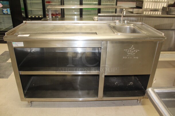 FABULOUS! WIN Model WURN-506 Commercial Stainless Steel Open Cabinet With Sink And Drainboard. 60x24x78