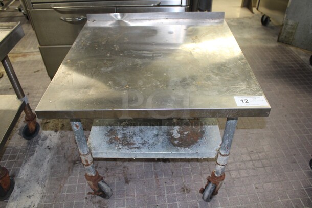 SUPER FIND! Commercial Stainless Steel Equipment Stand With Galvanized Undershelf On Commercial Casters. 30x30x25