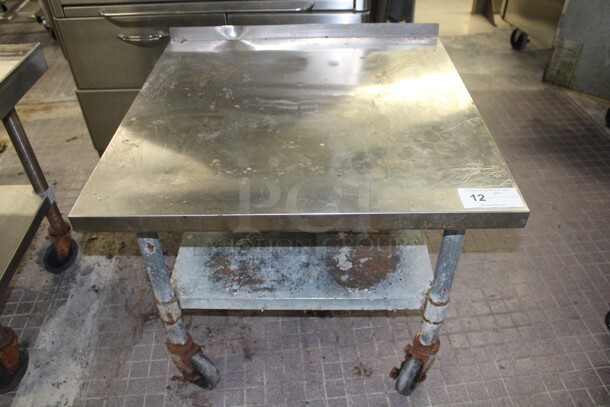 SUPER FIND! Commercial Stainless Steel Equipment Stand With Galvanized Undershelf On Commercial Casters. 30x30x25 - Image 1 of 4