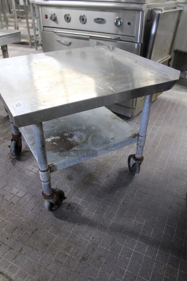 SUPER FIND! Commercial Stainless Steel Equipment Stand With Galvanized Undershelf On Commercial Casters. 30x30x25 - Image 3 of 4