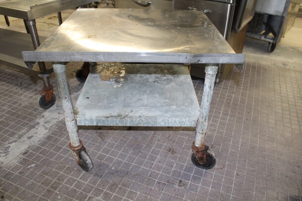 SUPER FIND! Commercial Stainless Steel Equipment Stand With Galvanized Undershelf On Commercial Casters. 30x30x25 - Image 4 of 4
