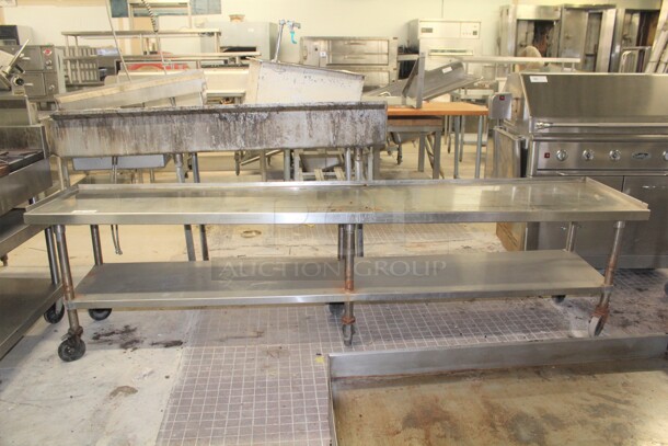 SUPER! Commercial Stainless Steel Equipment Stand With Stainless Steel Undershelf On Commercial Casters. 108x24x28.5