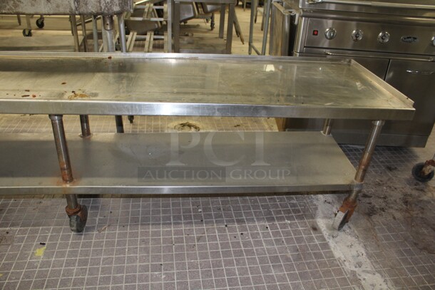 SUPER! Commercial Stainless Steel Equipment Stand With Stainless Steel Undershelf On Commercial Casters. 108x24x28.5 - Image 3 of 6