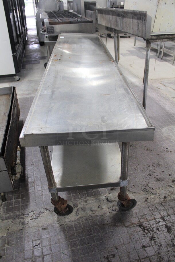 SUPER! Commercial Stainless Steel Equipment Stand With Stainless Steel Undershelf On Commercial Casters. 108x24x28.5 - Image 4 of 6