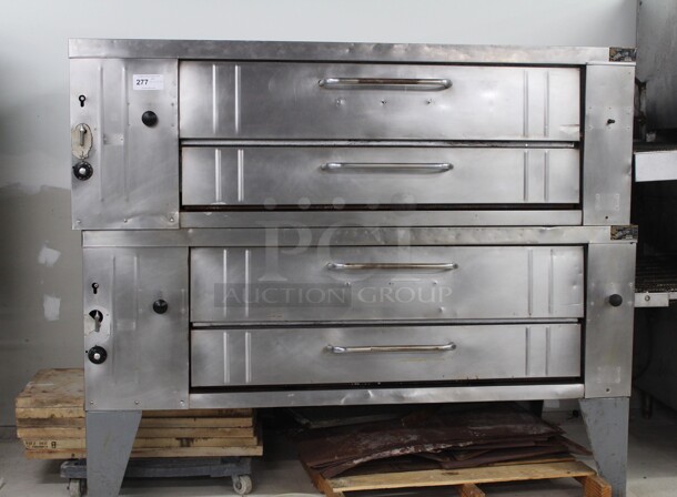 AWESOME! Baker's Pride Double Stack Commercial Stainless Steel Natural Gas Pizza Oven With Stones. 78x43x66. Working When Removed! 2X Your Bid!
