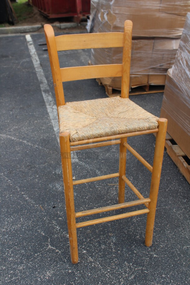 Pallet Of 8 Wood Commercial Barstools. 18x16x44. 8X Your Bid!