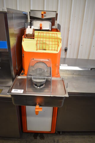 NICE! Juice Tree Model 900 Metal Commercial Floor Style Citrus Juicer on Commercial Casters. 21x48x63. Tested and Working!