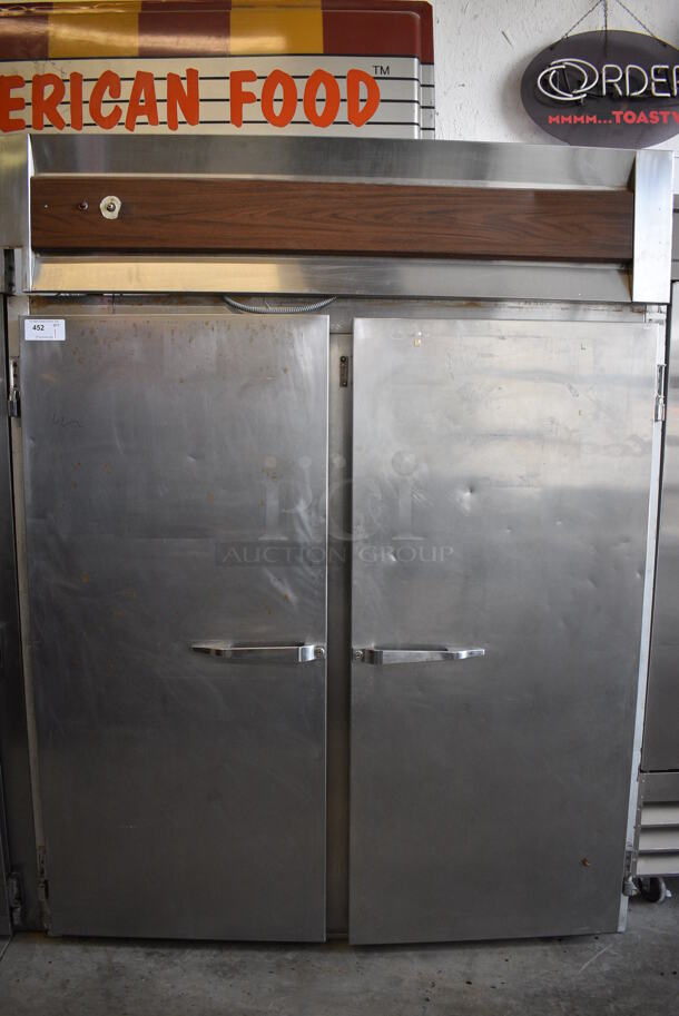 GREAT! McCall Model 4002-H Stainless Steel Commercial 2 Door Reach In Cooler. Does Not Have Compressor. 230 Volts, 1 Phase. 68x38x86