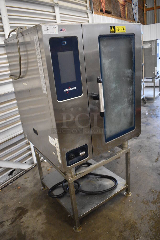 GORGEOUS! 2015 Alto Shaam Model CTP10-10E Stainless Steel Commercial Electric Powered Combitherm Convection Oven on Stainless Steel Equipment Stand. 208-240 Volts, 3 Phase. 35x35x70 - Image 2 of 9