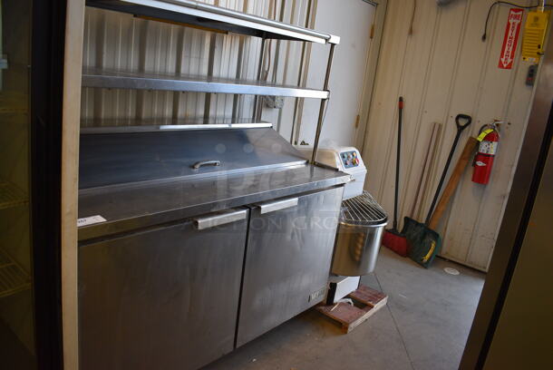 WOW! Turbo Air Model MST-60 Stainless Steel Commercial Sandwich Salad Prep Table Bain Marie Mega Top w/ Double Overshelf and 2 Lower Doors on Commercial Casters. 115 Volts, 1 Phase. 60x30x65. Tested and Working! - Image 3 of 12